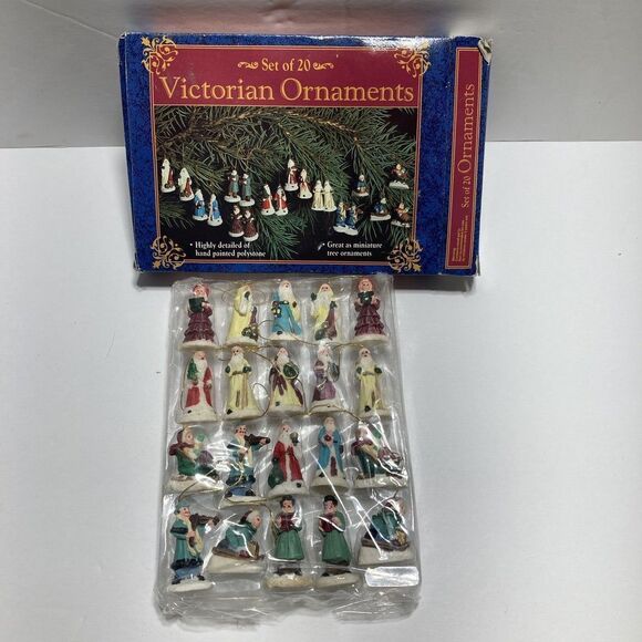 Victorian Christmas Ornaments Miniature‎ Set of 20 Polystone Vintage Giftco Vtg - Picture 9 of 12